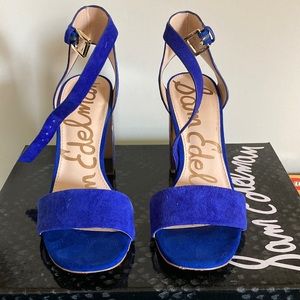 Sam Edelman Synthia royal blue two strap sandal heels women size 7